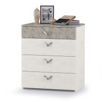 Амели Комод 13.106 + Стол туалетный 12.48 + Зеркало, цвет шёлковый камень/бетон чикаго беж, ШхГхВ 130х41,3х145 см., универсальная сборка