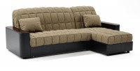 Диван угловой Даллас аккордеон бежевый велюр+черная экокожа
