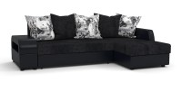 Угловой диван Аристократ Люкс велюр черный + экокожа черный