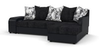 Угловой диван Аристократ Люкс велюр черный + экокожа черный