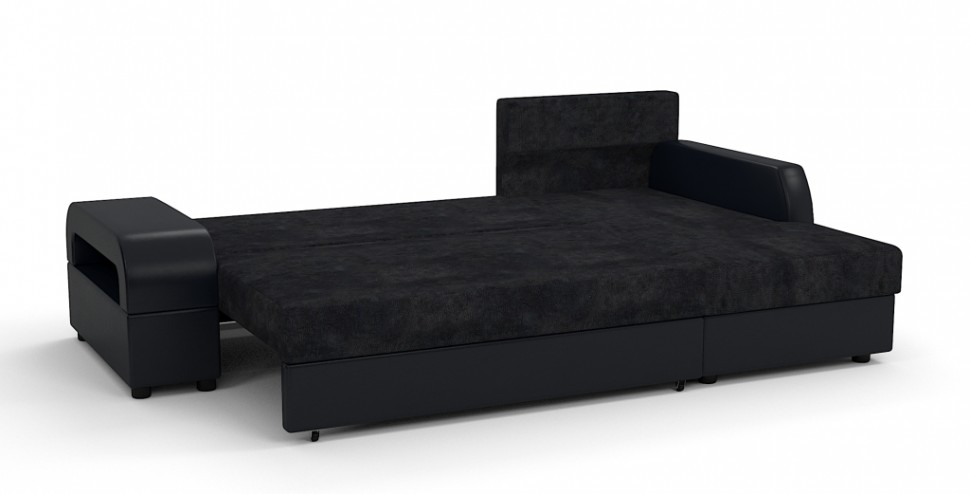 Угловой диван Аристократ Люкс велюр черный + экокожа черный