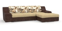 Угловой диван Мидгард Люкс экокожа коричневый + велюр бежевый + город
