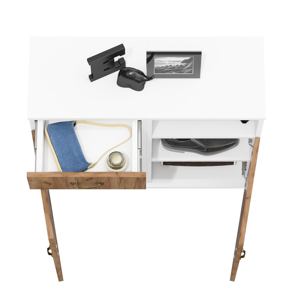 Лидер-8 Тумба МД 3.15 + Тумба МД 3.19, цвет белый шагрень/крафт золото, ШхГхВ 80х30х75 см., универсальная сборка