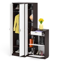 Прихожая П-6 Компоновка № 28, цвет венге/фасады МДФ белое дерево фрезеровка прованс, ШхГхВ 140х50х210 см., универсальная сборка