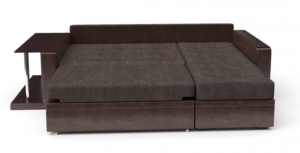 Диван угловой Атланта дельфин коричневый велюр+коричневая экокожа