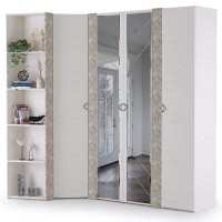 Амели Набор шкафов 1 08.49 + 13.133 + 13.131 + 13.140, цвет шёлковый камень/бетон чикаго беж, ШхГхВ 232,7х121,1х230 см., универсальная сборка