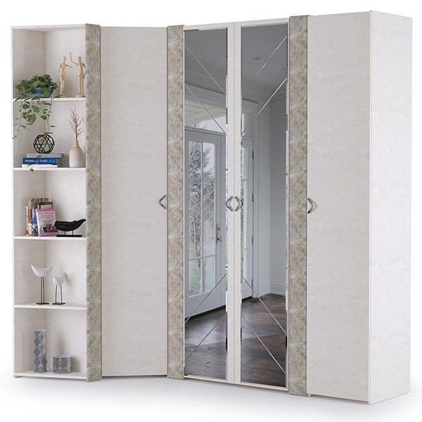 Амели Набор шкафов 1 08.49 + 13.133 + 13.131 + 13.140, цвет шёлковый камень/бетон чикаго беж, ШхГхВ 232,7х121,1х230 см., универсальная сборка