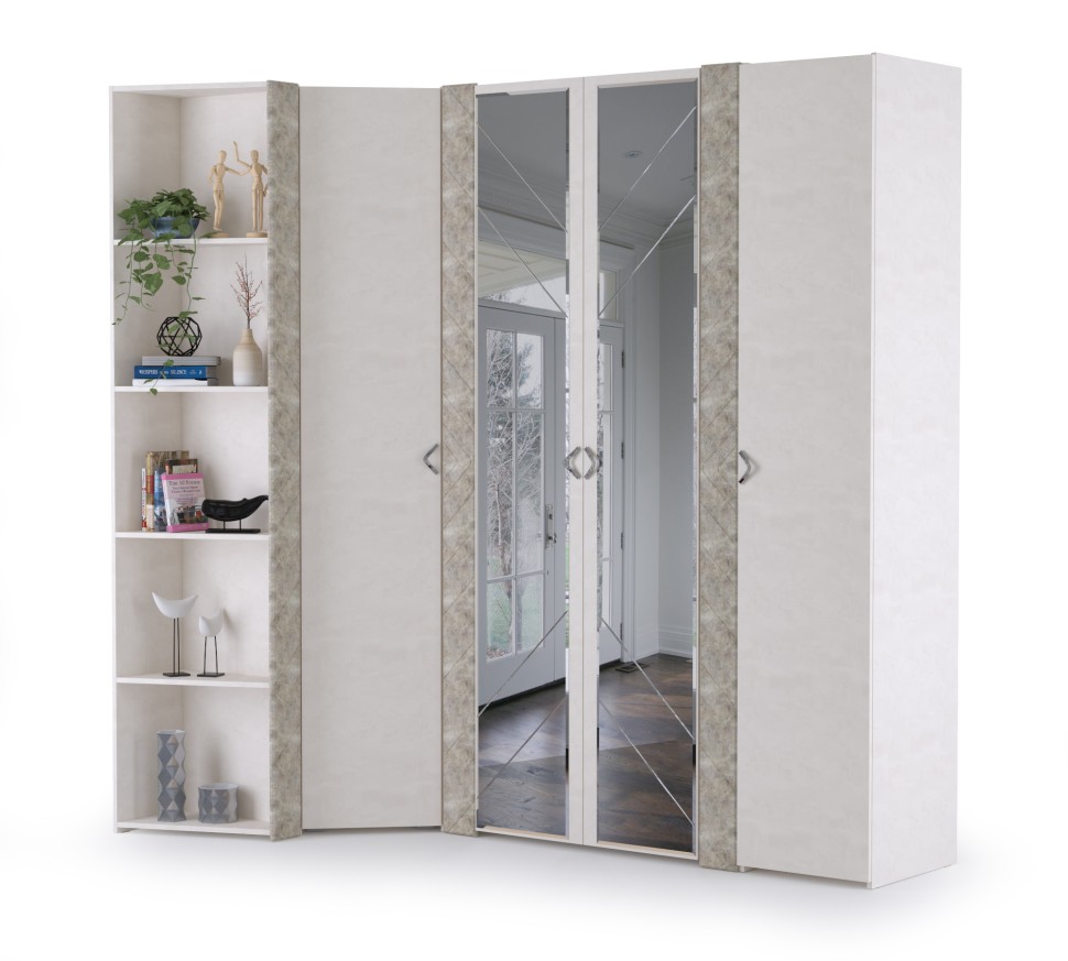Амели Набор шкафов 1 08.49 + 13.133 + 13.131 + 13.140, цвет шёлковый камень/бетон чикаго беж, ШхГхВ 232,7х121,1х230 см., универсальная сборка