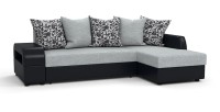 Угловой диван Аристократ Люкс рогожка серый + экокожа черный