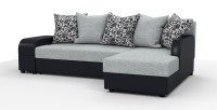 Угловой диван Аристократ Люкс рогожка серый + экокожа черный