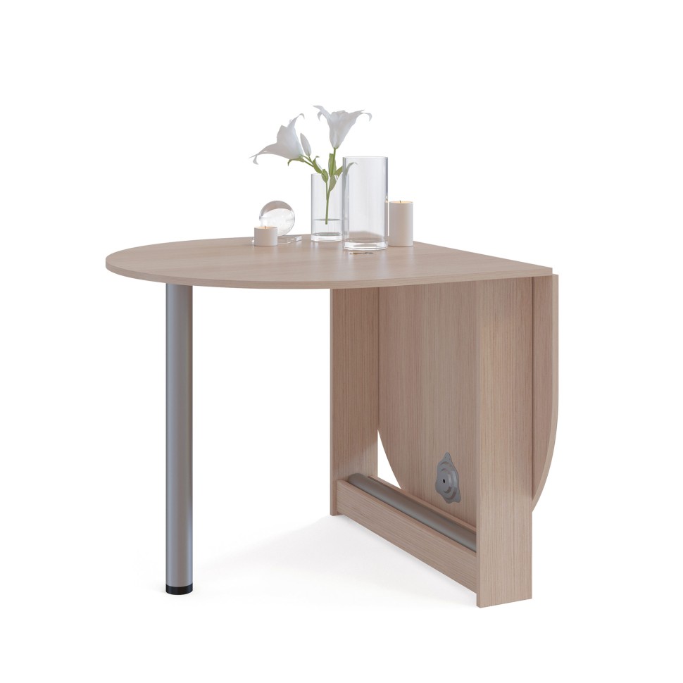 СНЯТО ВР Стол раскладной Сокол СП-12, цвет белёный дуб, ШхГхВ 155х90х74 см., 86х90х74 см. сложенный, одна откидная столешница