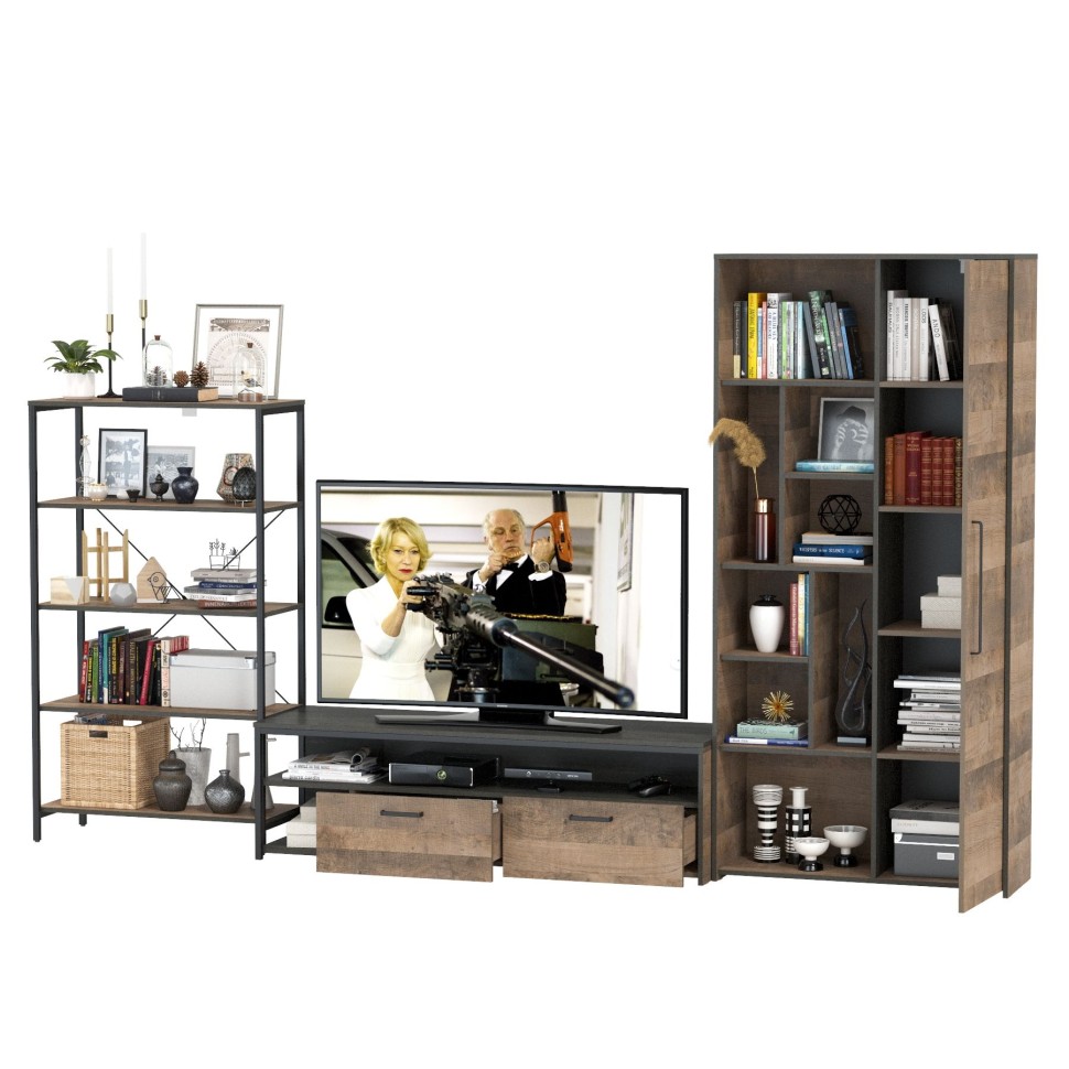 Трувор Гостиная 070, цвет дуб гранж песочный/интра, ШхГхВ 325,6х45,4х194,2 см., универсальная сборка