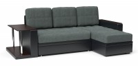 Диван угловой Атланта дельфин серый велюр+черная экокожа