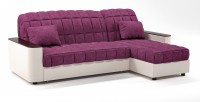 Диван угловой Даллас аккордеон розовый велюр+бежевая экокожа