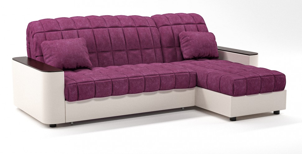 Диван угловой Даллас аккордеон розовый велюр+бежевая экокожа