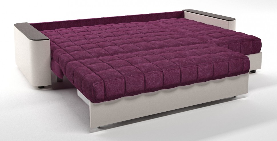 Диван угловой Даллас аккордеон розовый велюр+бежевая экокожа