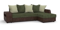 Угловой диван Аристократ Люкс велюр зеленый + экокожа коричневый