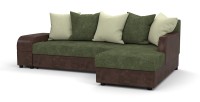 Угловой диван Аристократ Люкс велюр зеленый + экокожа коричневый