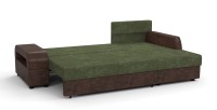 Угловой диван Аристократ Люкс велюр зеленый + экокожа коричневый