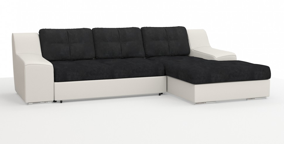 Угловой диван Мидгард Люкс экокожа белый + велюр черный
