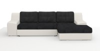 Угловой диван Мидгард Люкс экокожа белый + велюр черный