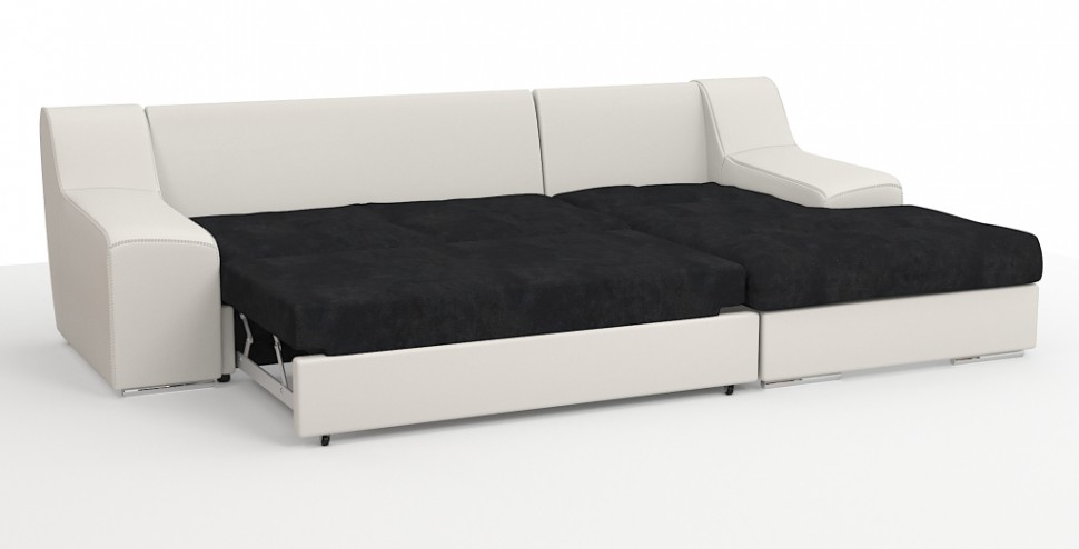 Угловой диван Мидгард Люкс экокожа белый + велюр черный