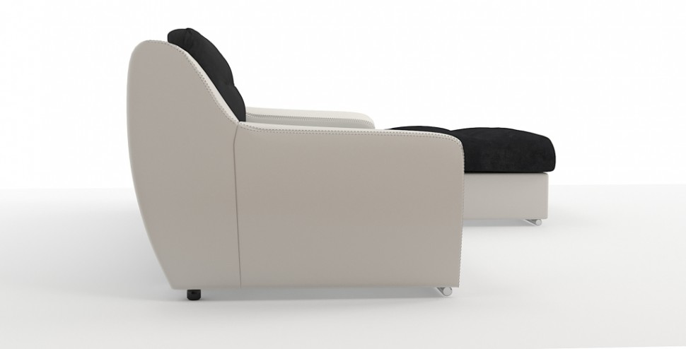 Угловой диван Мидгард Люкс экокожа белый + велюр черный