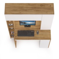 Стол компьютерный Комфорт 12.71, цвет дуб золотой/белый, ШхГхВ 116,7х60,2х165,4 см., НЕ универсальная сборка