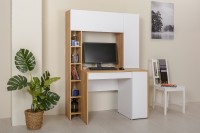 Стол компьютерный Комфорт 12.71, цвет дуб золотой/белый, ШхГхВ 116,7х60,2х165,4 см., НЕ универсальная сборка