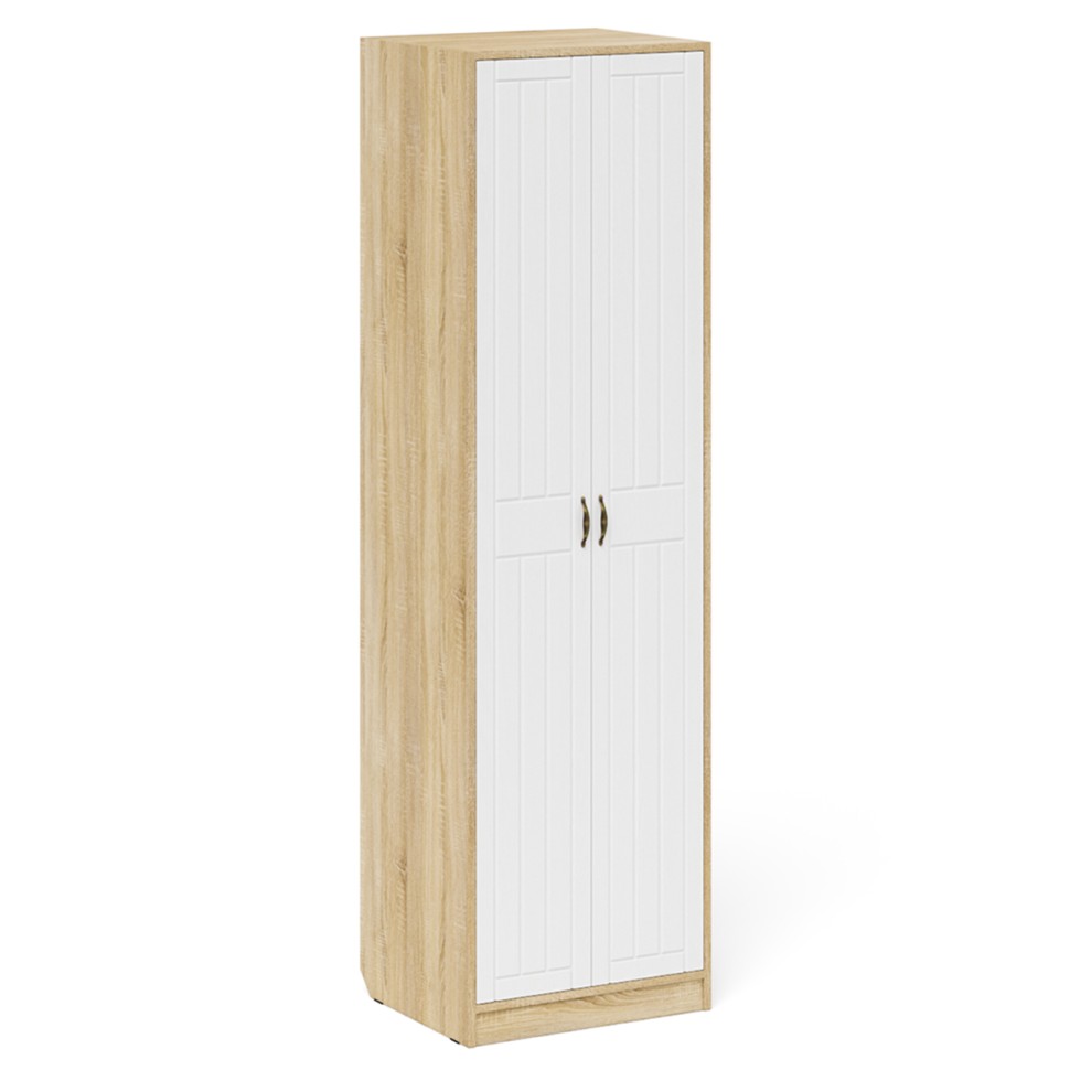 Прихожая П-6 Компоновка № 28, цвет дуб сонома/фасады МДФ белое дерево фрезеровка прованс, ШхГхВ 140х50х210 см., универсальная сборка