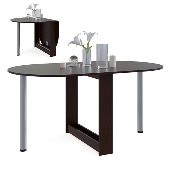 Стол раскладной Сокол СП-12, цвет венге, ШхГхВ 155х90х74 см., 86х90х74 см. сложенный, одна откидная столешница