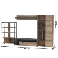 Трувор Гостиная 071, цвет дуб гранж песочный/интра, ШхГхВ 332,8х45,4х210 см., универсальная сборка