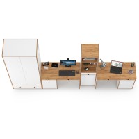 Вуди Компоновка № 29, цвет белый премиум/дуб крафт золотой, ШхГхВ 351х52,7х205 см., универсальная сборка