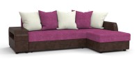 Угловой диван Аристократ Люкс велюр розовый + экокожа коричневый