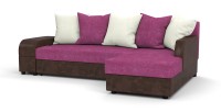 Угловой диван Аристократ Люкс велюр розовый + экокожа коричневый