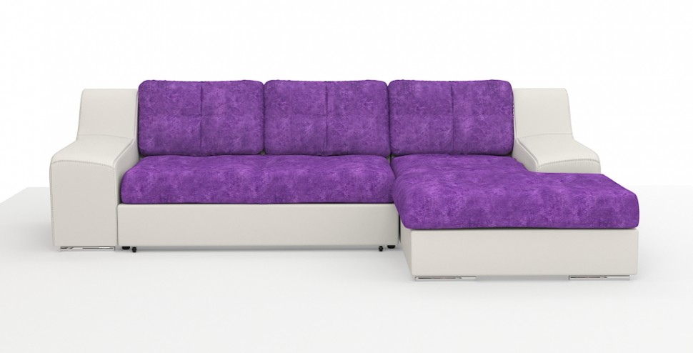 Угловой диван Мидгард Люкс экокожа белый + велюр фиолетовый