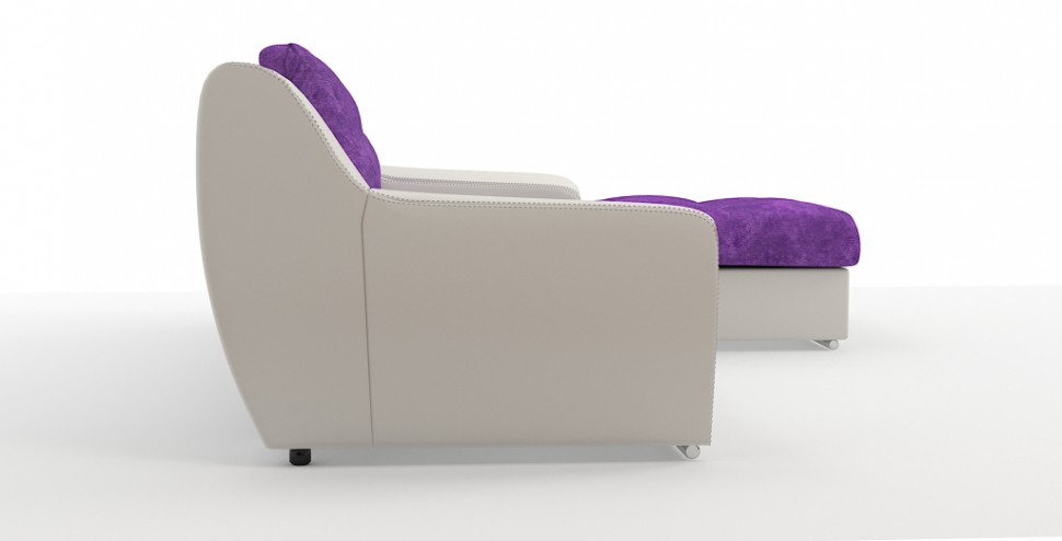 Угловой диван Мидгард Люкс экокожа белый + велюр фиолетовый