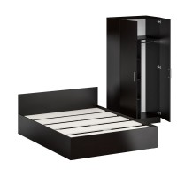 Кровать 1600 + Шкаф 2-х створчатый Стандарт, цвет венге, ШхГхВ 163,5х203,5х70 + 90х52х200 см., сп.м. 1600х2000 мм., без матраса, основание есть