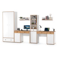 Вуди Компоновка № 30, цвет белый премиум/дуб крафт золотой, ШхГхВ 351х52,7х205 см., универсальная сборка