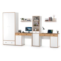 Вуди Компоновка № 30, цвет белый премиум/дуб крафт золотой, ШхГхВ 351х52,7х205 см., универсальная сборка