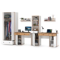 Вуди Компоновка № 30, цвет белый премиум/дуб крафт золотой, ШхГхВ 351х52,7х205 см., универсальная сборка