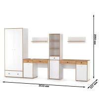 Вуди Компоновка № 30, цвет белый премиум/дуб крафт золотой, ШхГхВ 351х52,7х205 см., универсальная сборка