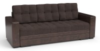 Диван прямой Атлантик еврокнижка коричневая рогожка+коричневая экокожа