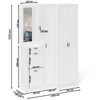 Прихожая П-6 Компоновка № 29, цвет белая шагрень/фасады МДФ белое дерево фрезеровка прованс, ШхГхВ 140х50х210 см., универсальная сборка