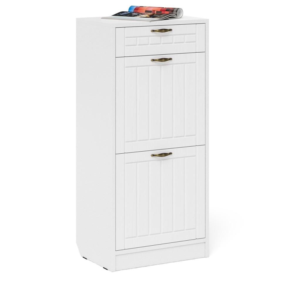 Прихожая П-6 Компоновка № 29, цвет белая шагрень/фасады МДФ белое дерево фрезеровка прованс, ШхГхВ 140х50х210 см., универсальная сборка