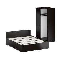 Кровать 1600 + Шкаф угловой Стандарт, цвет венге, ШхГхВ 163,5х203,5х70 + 81,2х81,2х200см., сп.м. 1600х2000 мм., без матраса, основание есть