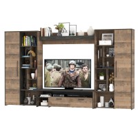 Трувор Гостиная 075, цвет дуб гранж песочный/интра, ШхГхВ 335,8х45,4х194,2 см., универсальная сборка