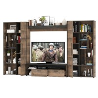 Трувор Гостиная 075, цвет дуб гранж песочный/интра, ШхГхВ 335,8х45,4х194,2 см., универсальная сборка