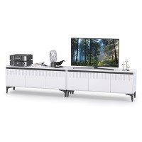 КР100 Тумба под ТВ Муар 13.261.01 + 13.261.01, цвет ЛДСП белый шагрень/МДФ белый глянец, ШхГхВ 273,6х40х59 см., универсальная сборка