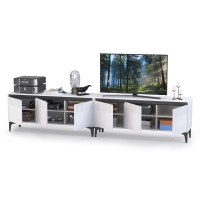 КР100 Тумба под ТВ Муар 13.261.01 + 13.261.01, цвет ЛДСП белый шагрень/МДФ белый глянец, ШхГхВ 273,6х40х59 см., универсальная сборка